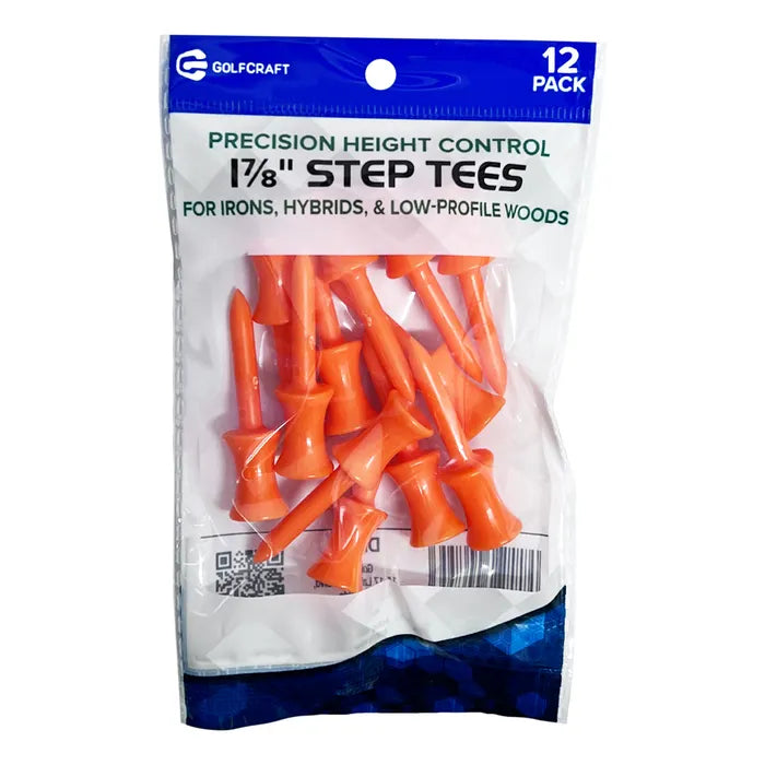 Golf Craft 1 7/8" Plastic Step Orange Tees - 12 pack