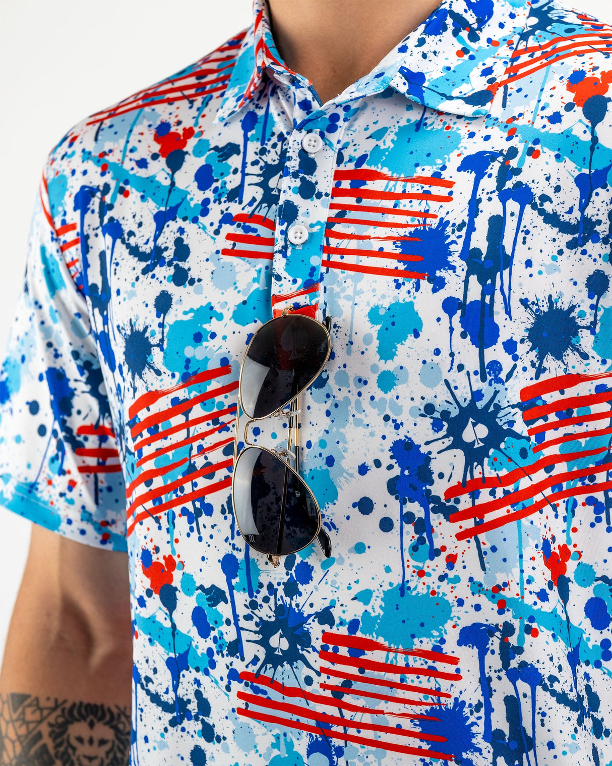 Pins & Aces USA Drip Polo