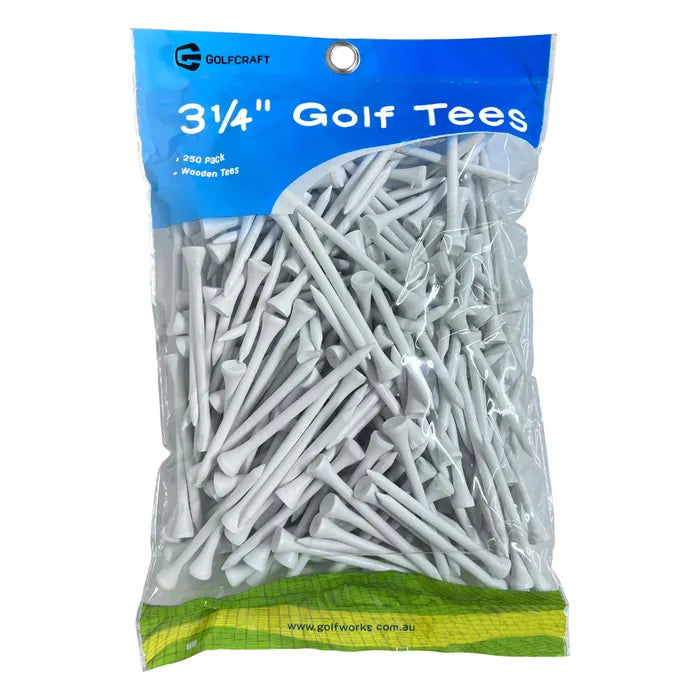 Golf Craft 3 1/4" Wooden White Golf Tees - 100 pack