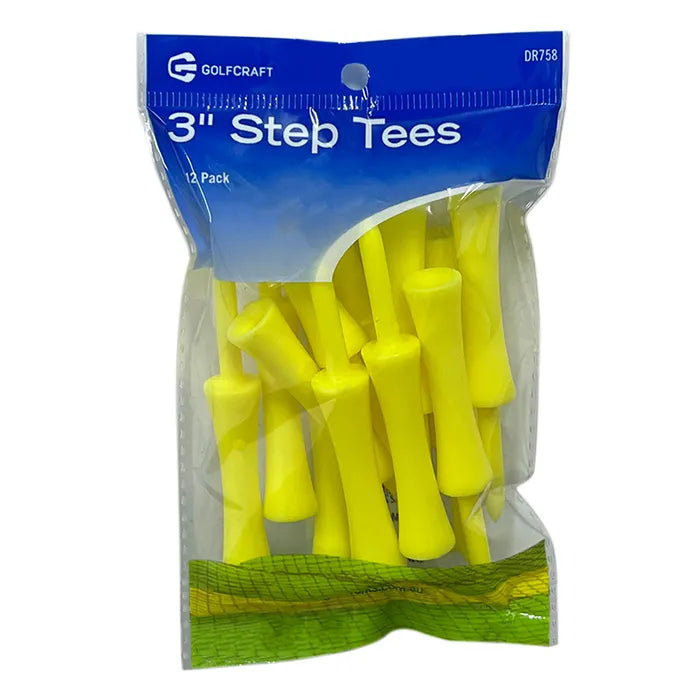 Golf Craft 3" Plastic Step Yellow Tees - 12 pack