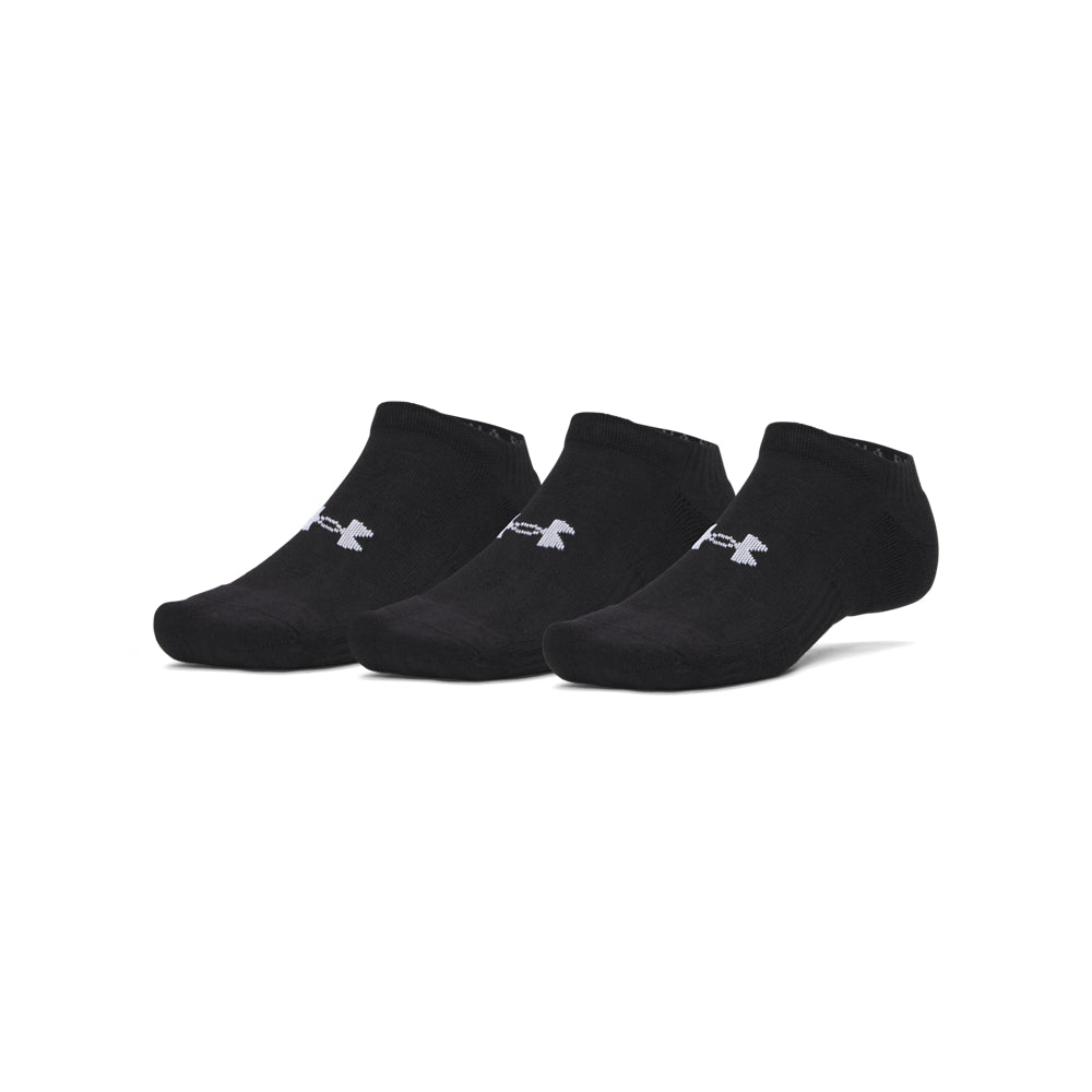 Under Armour Unisex Performance Cotton No Show Socks 3pk - Black/White