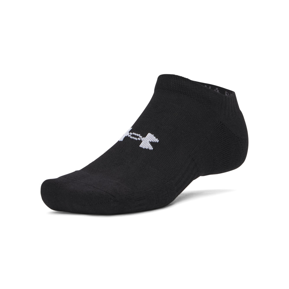 Under Armour Unisex Performance Cotton No Show Socks 3pk - Black/White