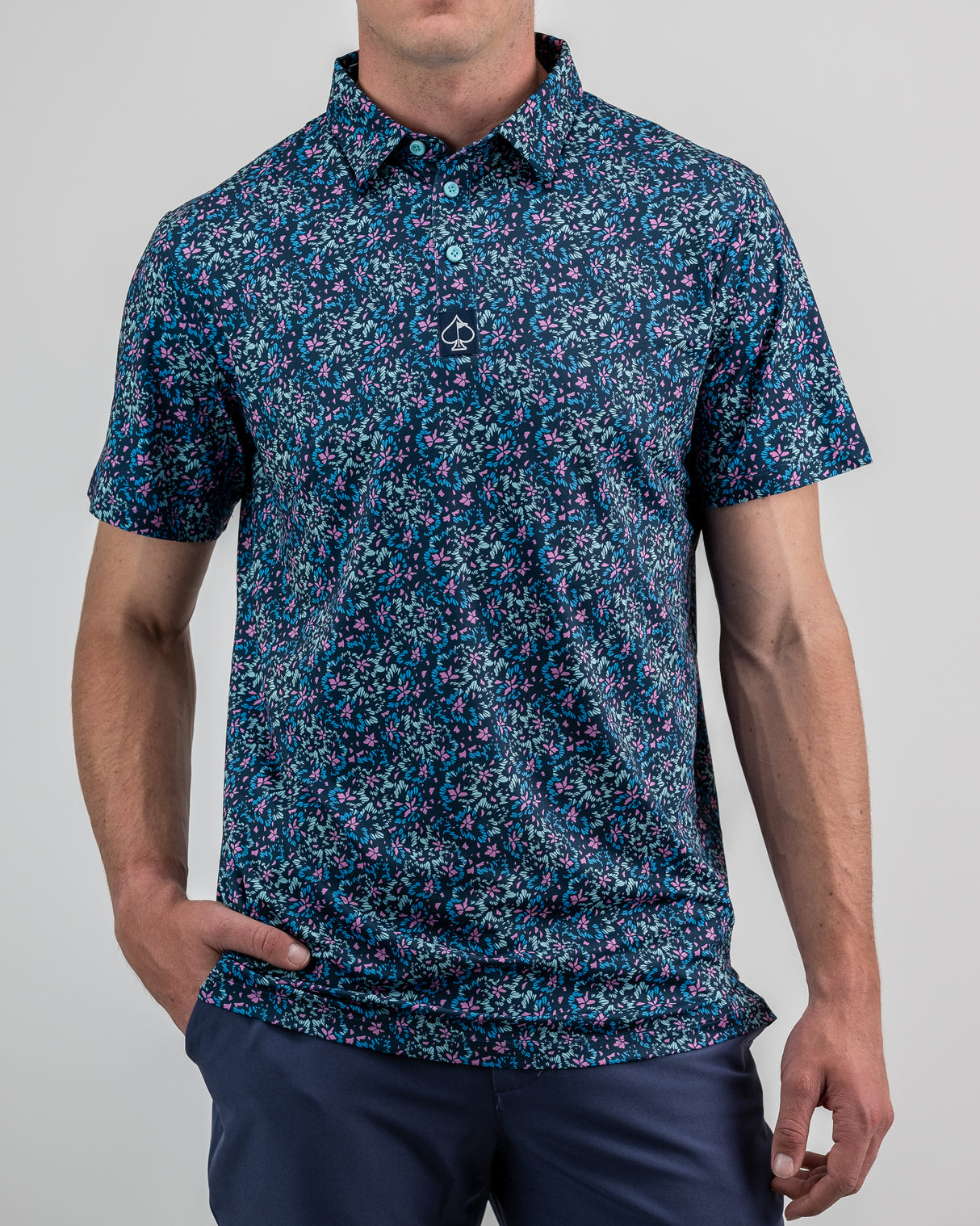 Pins & Aces Fluorescent Floral Polo