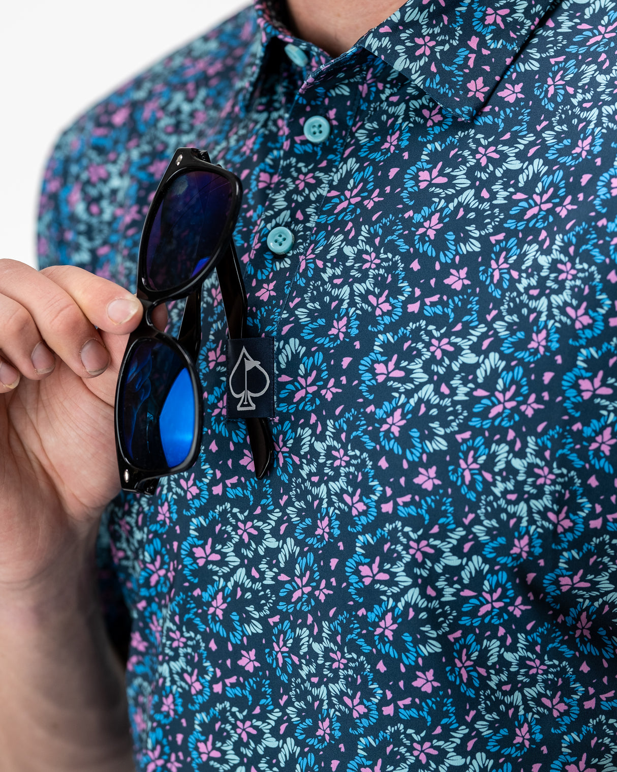 Pins & Aces Fluorescent Floral Polo