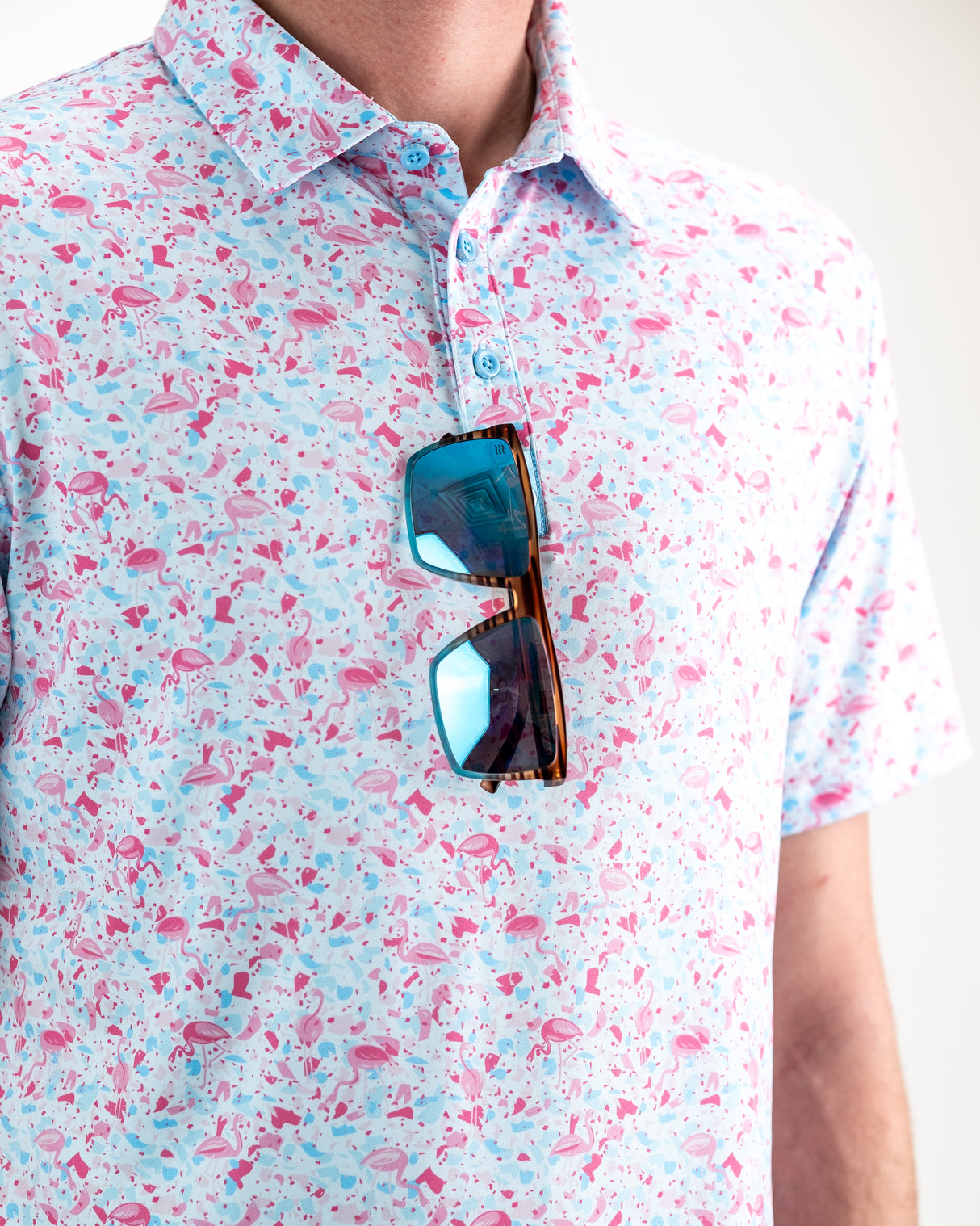 Pins & Aces Flamingo Shatter Polo