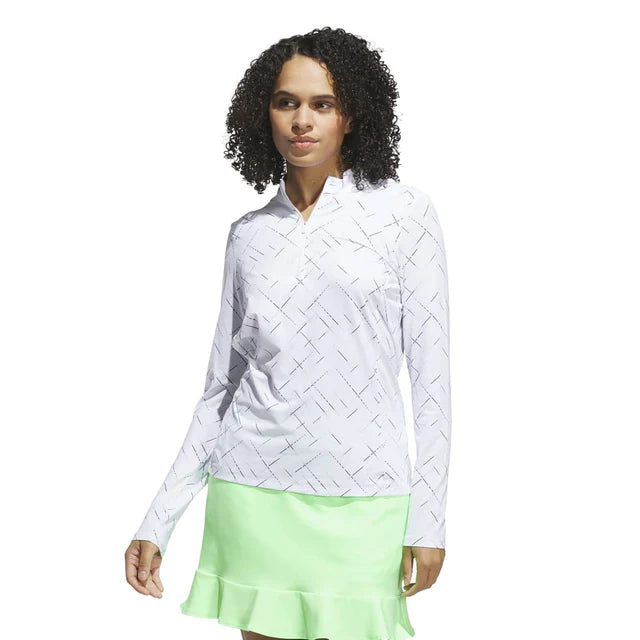 Adidas Women's Ultimate365 Printed 1/4 Zip Mock Neck Top
