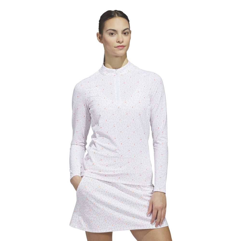 Adidas Ultimate365 Printed 1/4 Zip Long Sleeve Ladies Polo