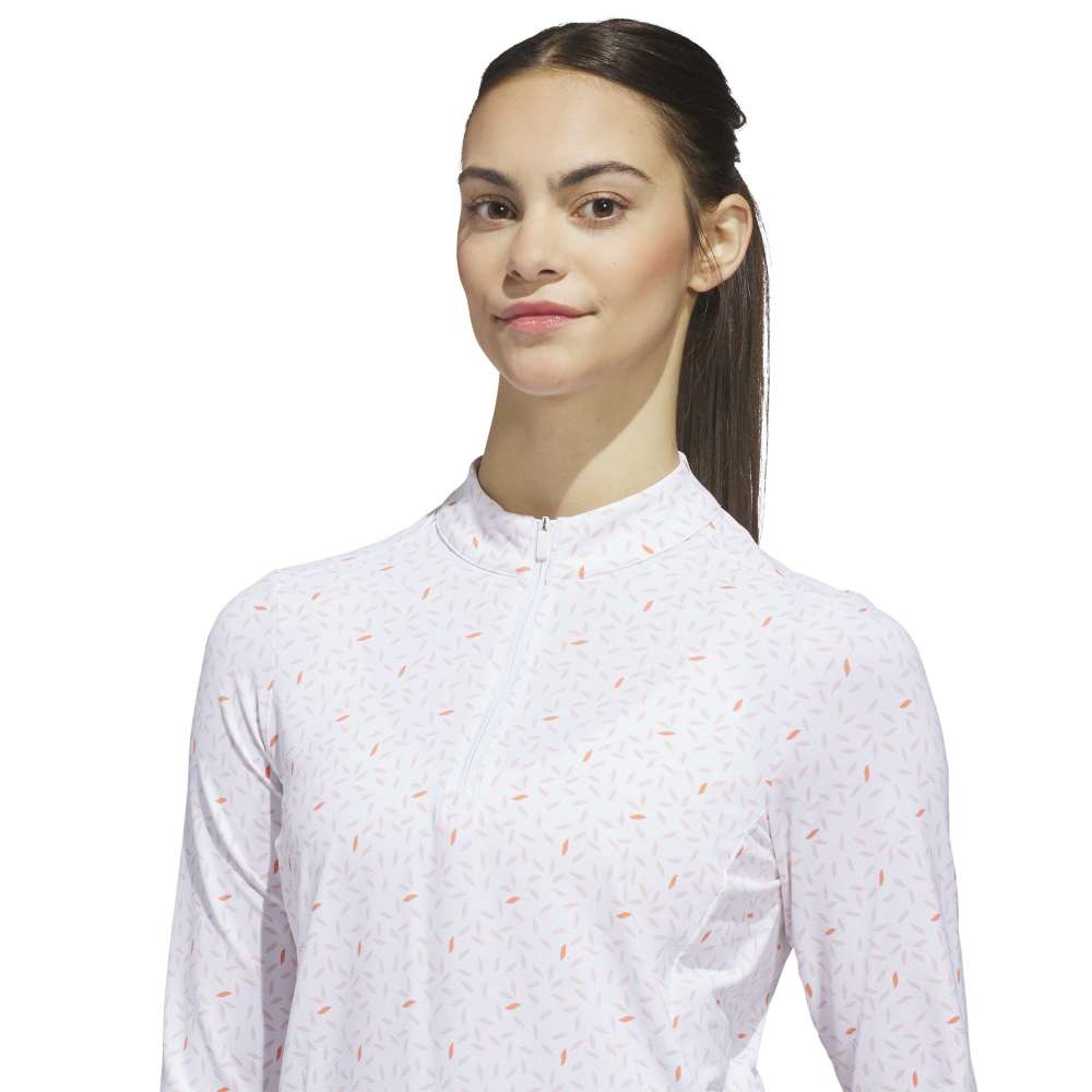 Adidas Ultimate365 Printed 1/4 Zip Long Sleeve Ladies Polo