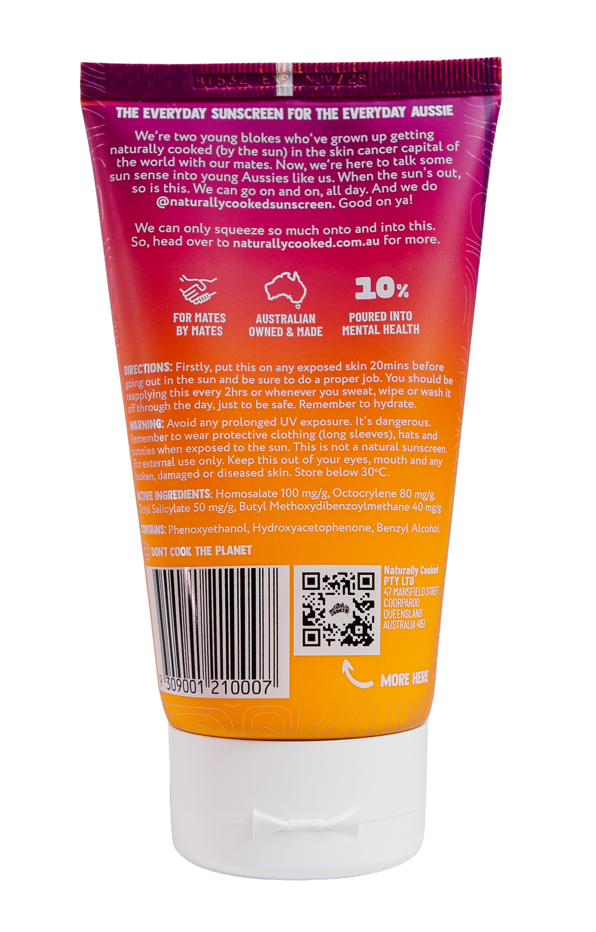 Naturally Cooked SPF50+ 150ml Tube Sunscreen