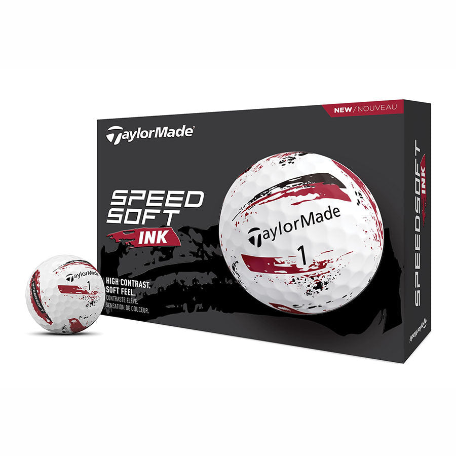 TaylorMade 2026 SpeedSoft Ink Golf Balls 12pk - Black/Red