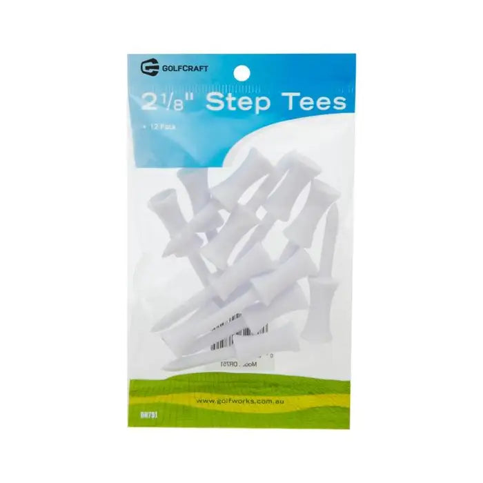 Golf Craft 2 1/8" Plastic Step White Tees - 12 pack