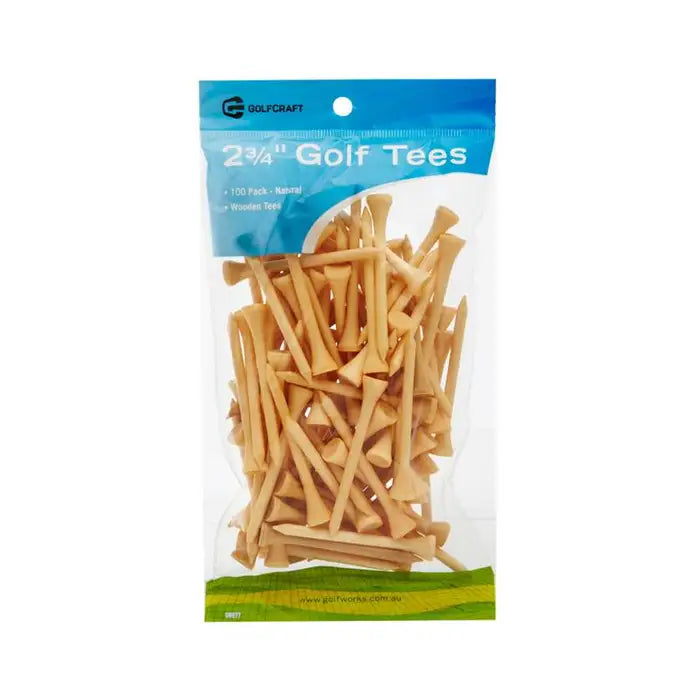 Golf Craft 2 3/4" Wooden Natural Golf Tees - 100 pack