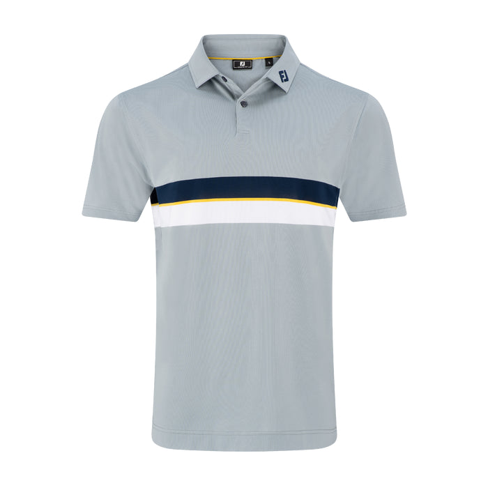 FOOTJOY MENS DOUBLE CHEST BAND STRIPE PIQUE POLO