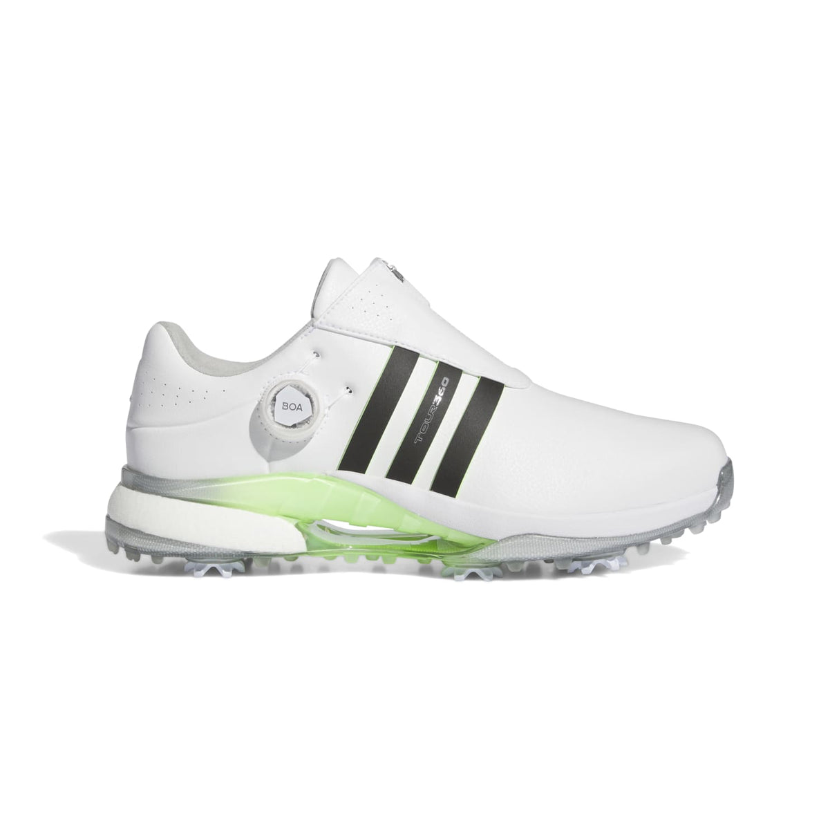 Adidas Tour360 2024 BOA Boost Shoe - White/Black/Green Spark
