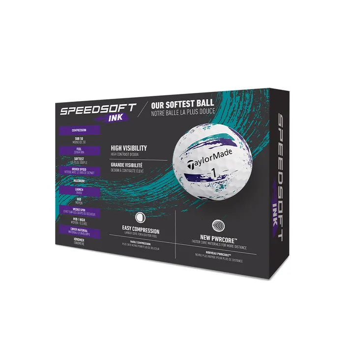 TaylorMade 2026 Speedsoft Ink Golf Balls 12pk - Purple/Teal