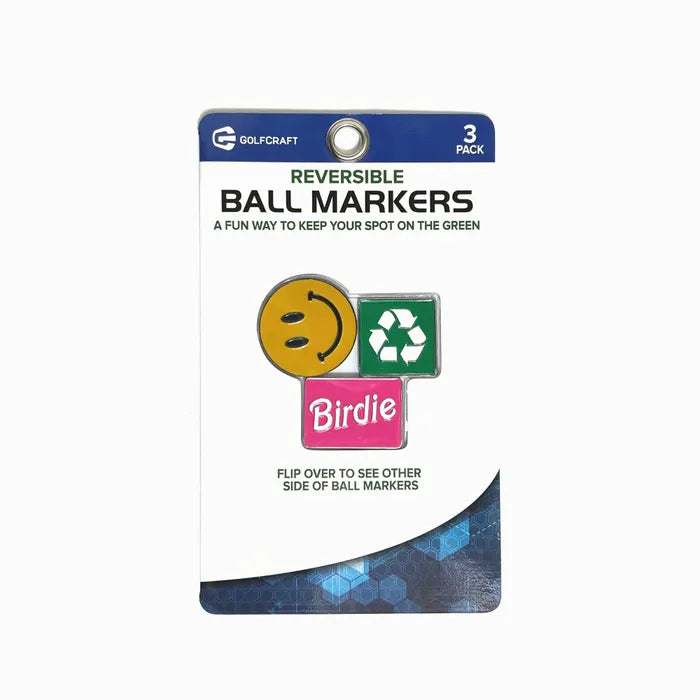 GolfCraft Reversible Fun Ball Markers - 3 Pack