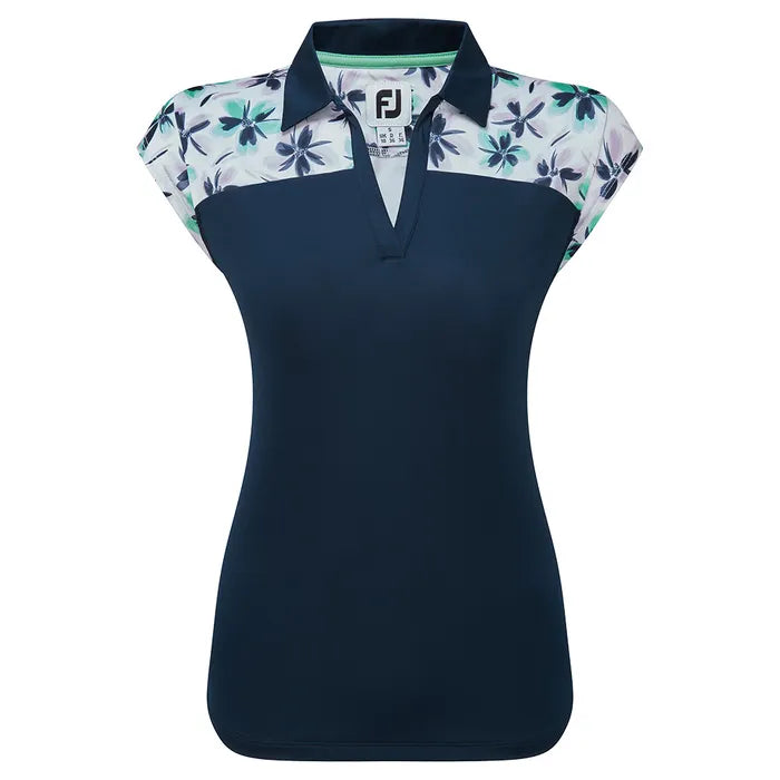 FOOTJOY WOMENS CS BLOCKED FLORAL PRINT POLO