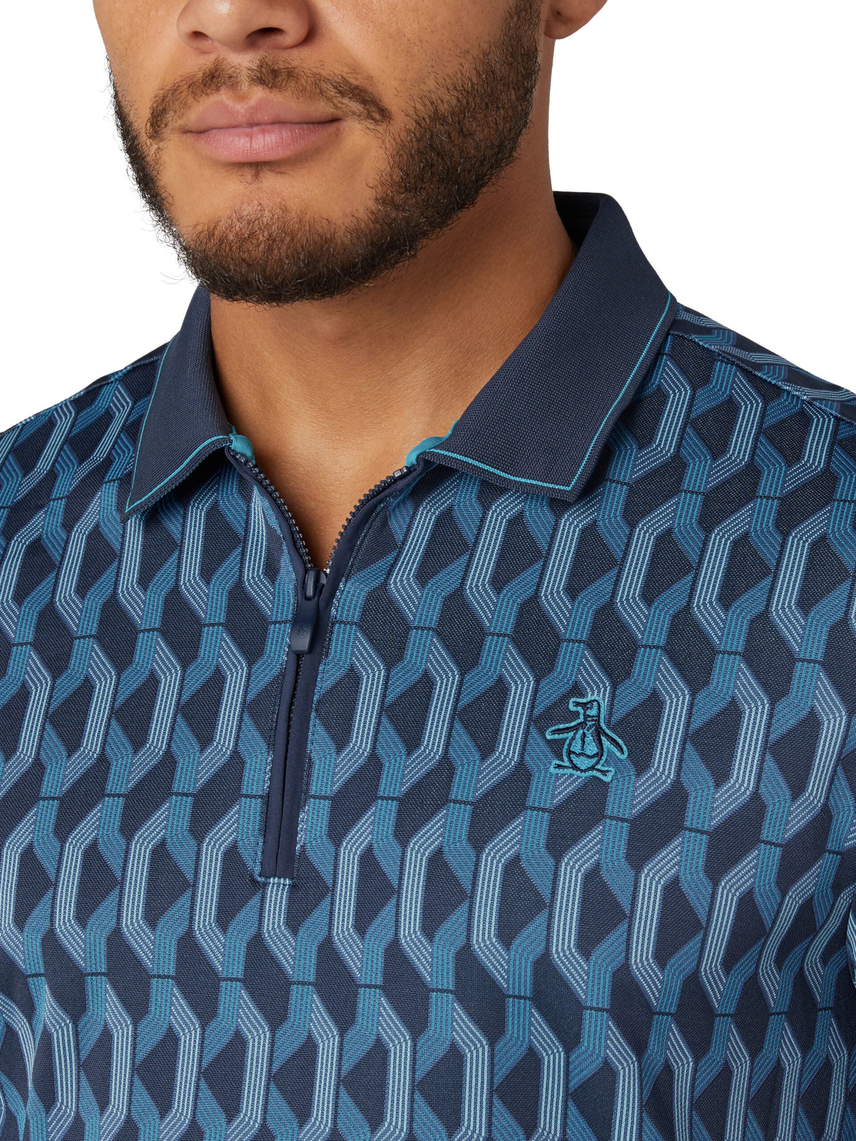 Original Penguin All Over YD Jacquard Colour Block Polo