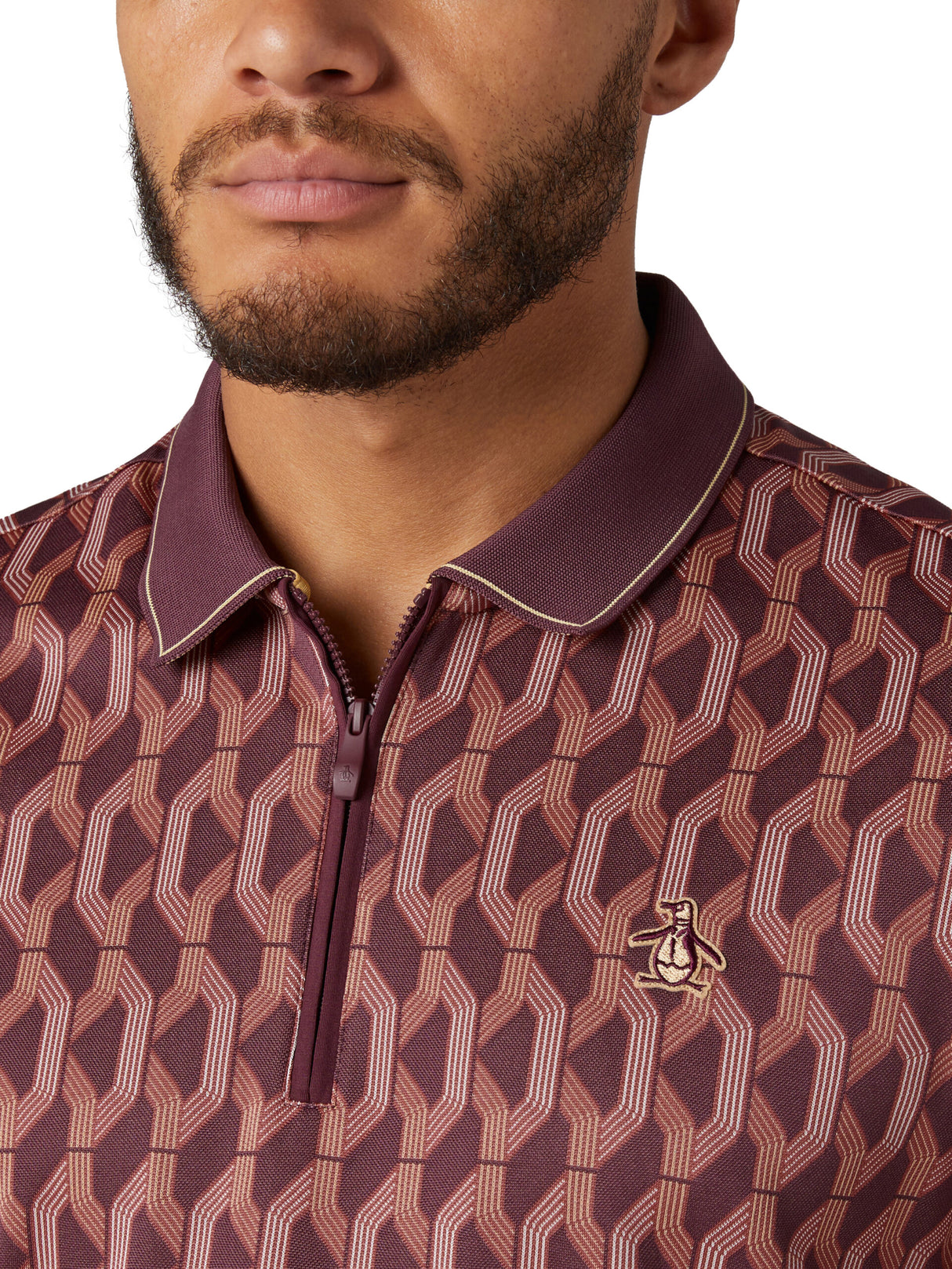 Original Penguin All Over YD Jacquard Colour Block Polo