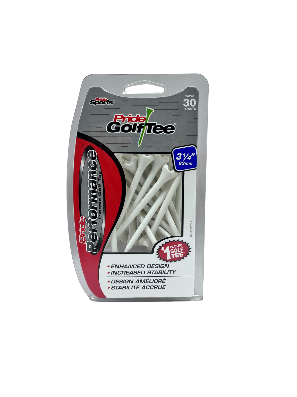 Pride Professional Tee System 3 1/4" Plastic Tees White - 30pk