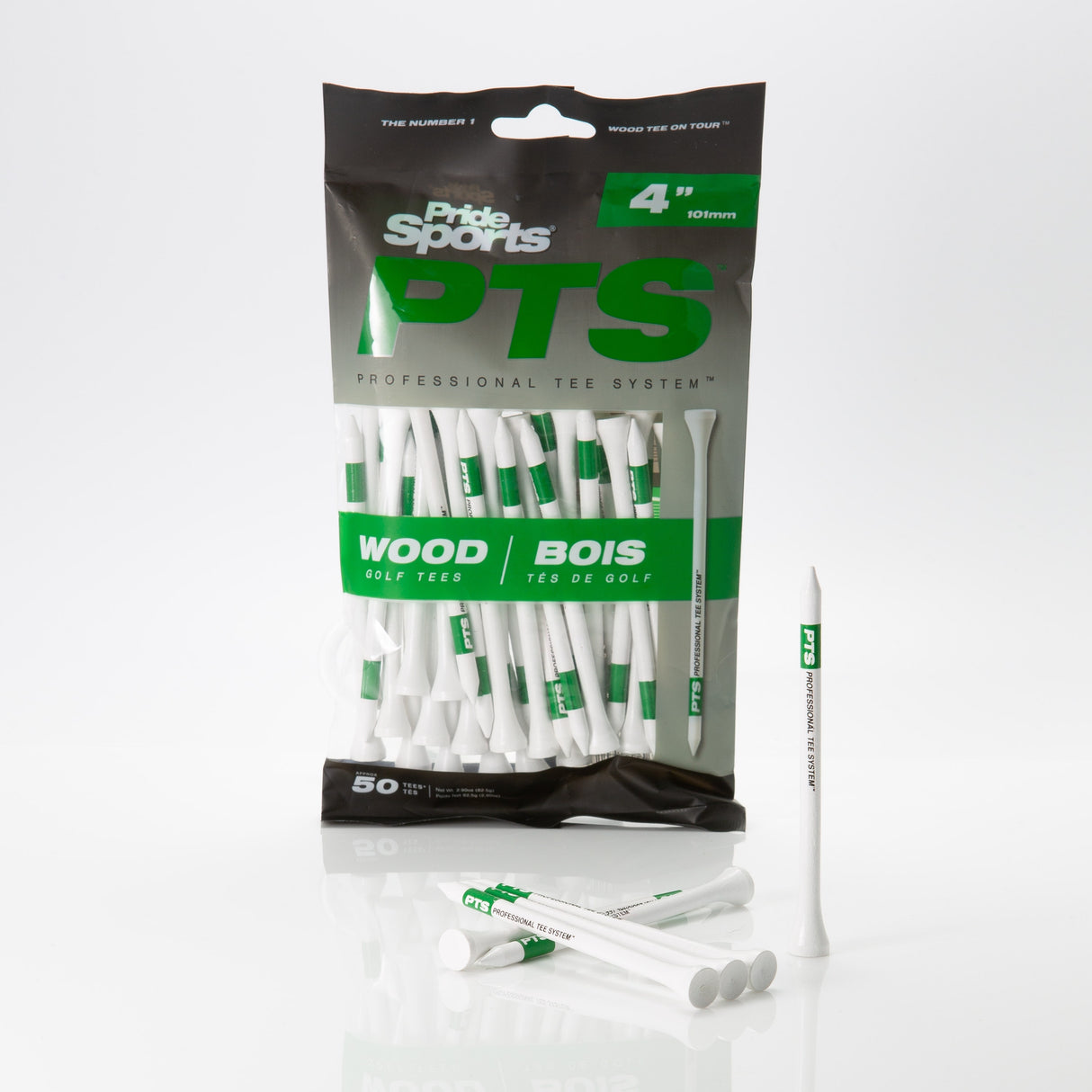 Pride Professional Tee System Wooden Tees 4"- 50 Pack