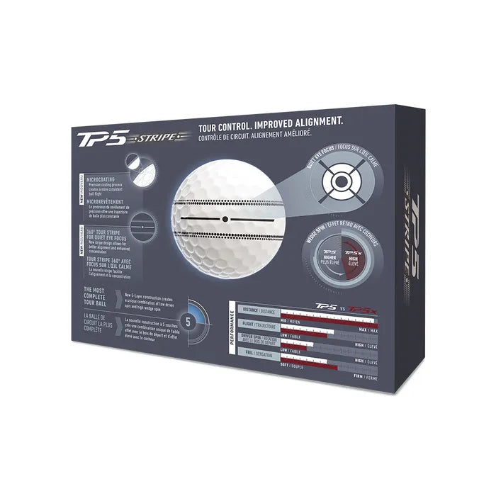 TaylorMade 2026 TP5 Stripe 12PK Golf Balls - White