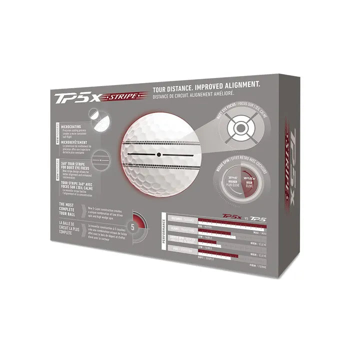 TaylorMade 2026 TP5X Stripe 12PK Golf Balls - White