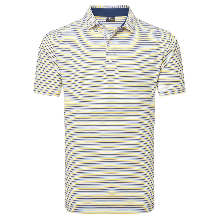 FootJoy Balance Stripe Lisle Polo - White/Taxi