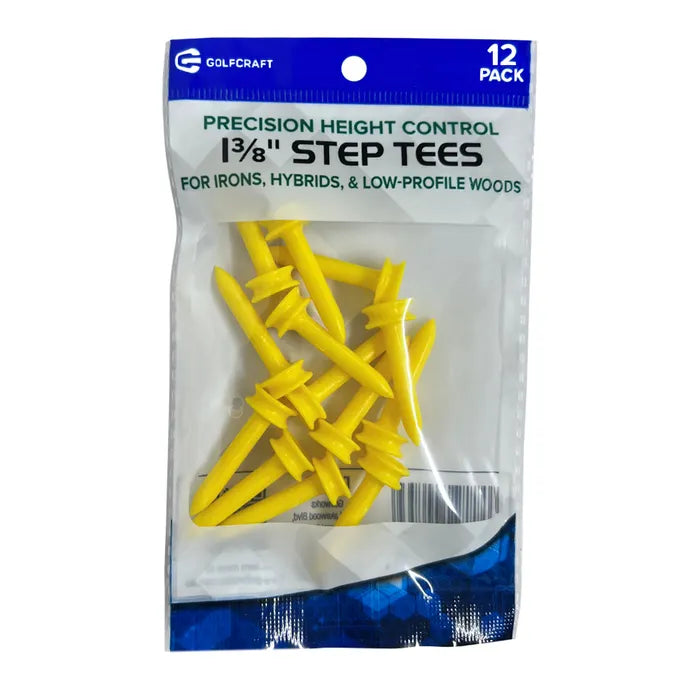 Golf Craft 1 3/8" Plastic Step Yellow Tees - 12 pack