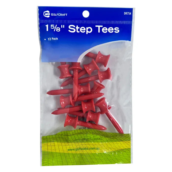 Golf Craft 1 5/8" Plastic Step Red Tees - 12 pack