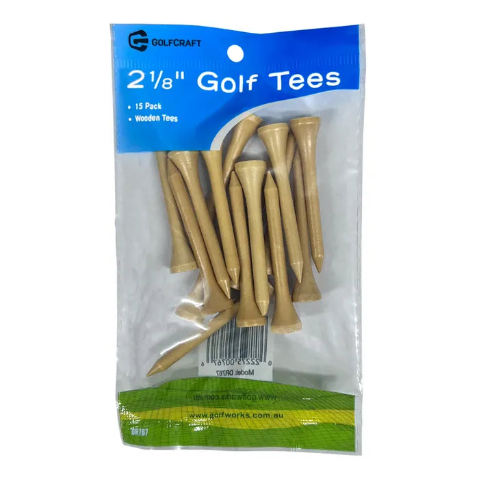 Golf Craft 2 1/8" Wooden Natural Golf Tees -15 pack