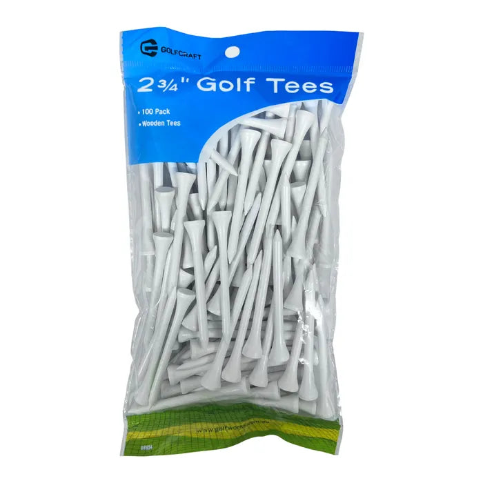 Golf Craft 2 3/4" Wooden White Golf Tees - 100 pack