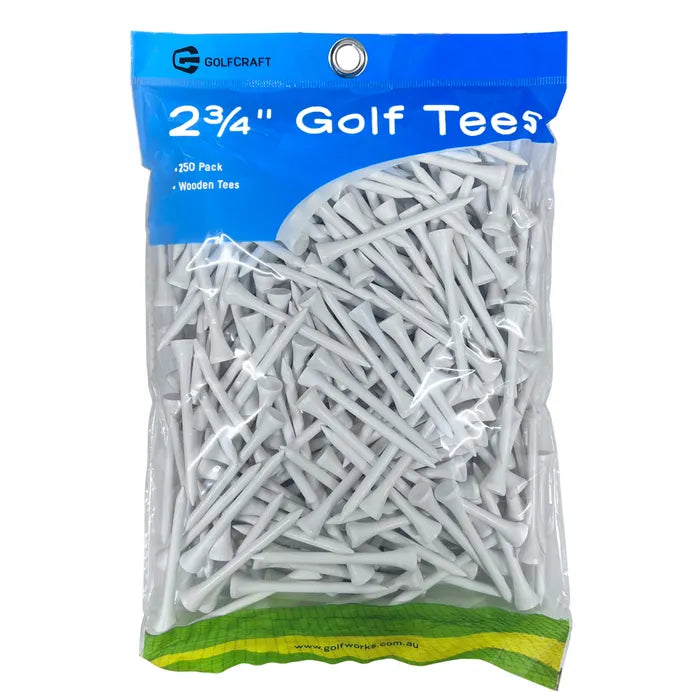 Golf Craft 2 3/4" Wooden White Golf Tees - 250 pack