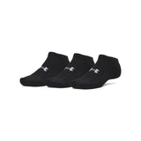 Under Armour Unisex Performance Cotton No Show Socks 3pk - Black/White