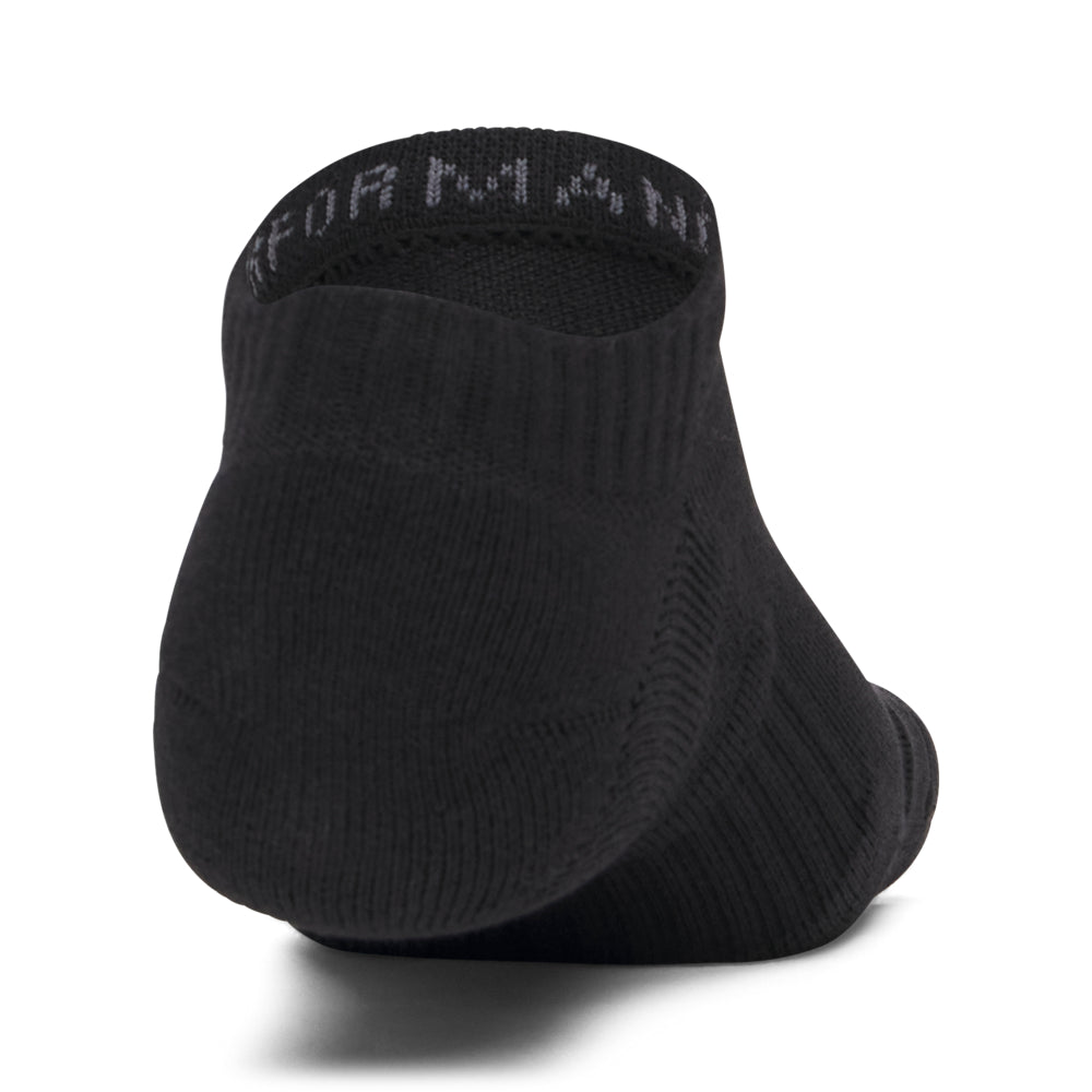Under Armour Unisex Performance Cotton No Show Socks 3pk - Black/White