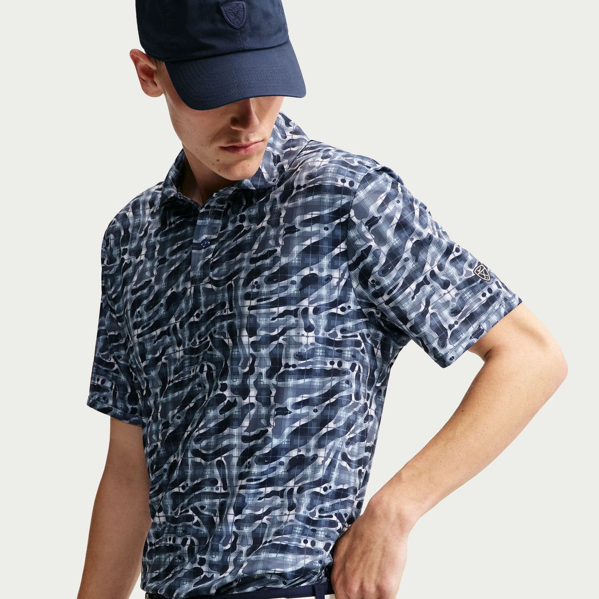 Nike Dri Fit Tartan Camo Print Golf Polo