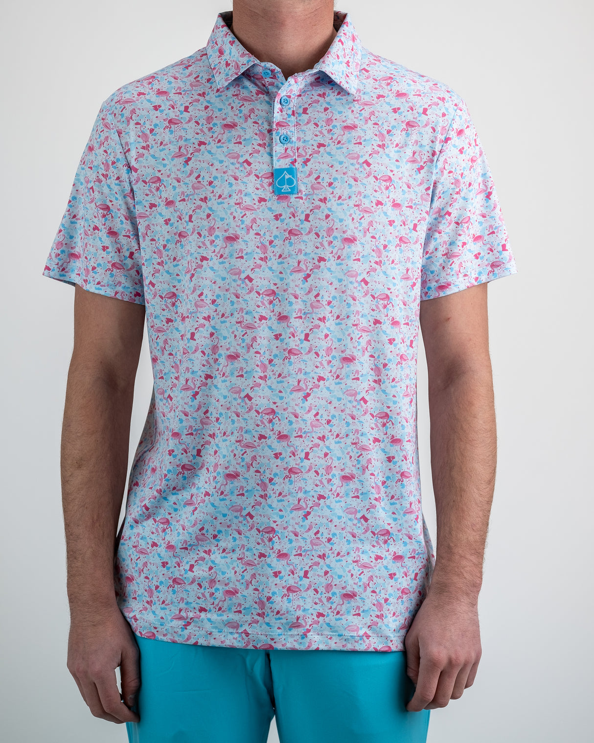 Pins & Aces Flamingo Shatter Polo