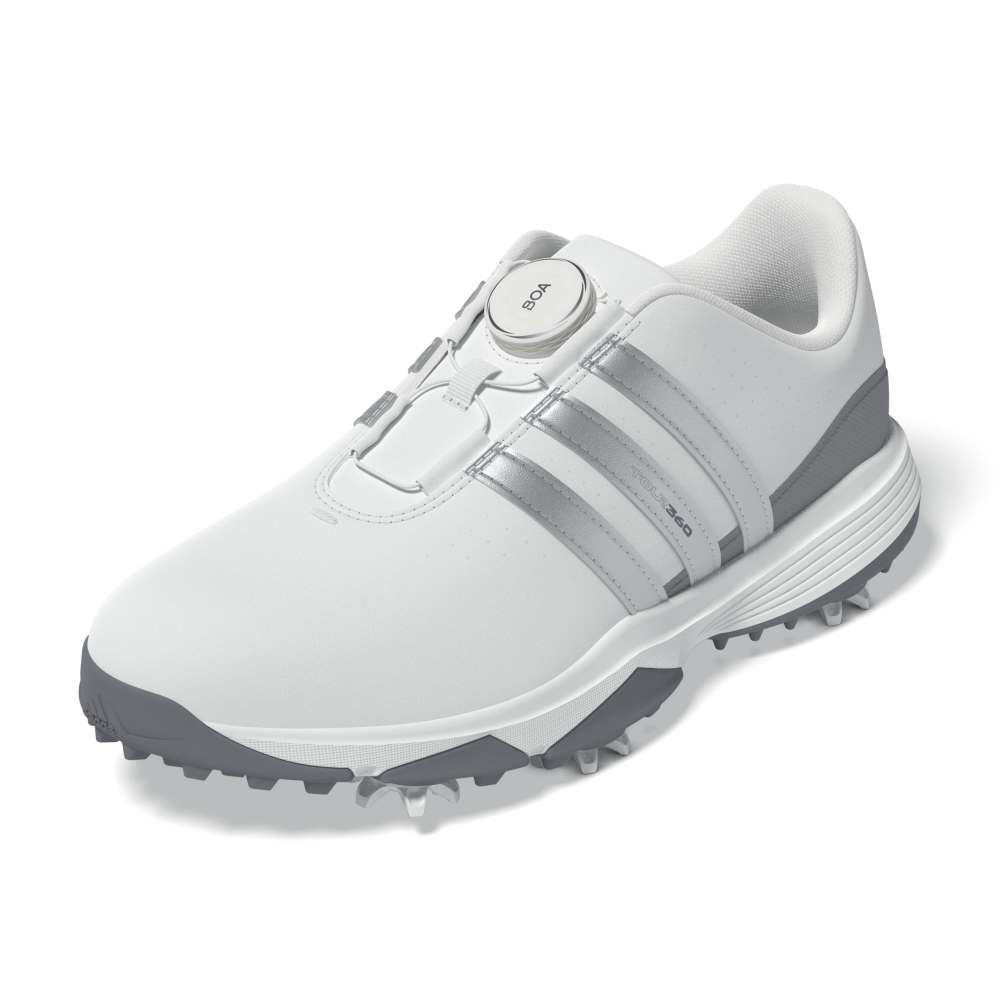 Adidas Tour360 24 BOA Junior Shoe - White/Black/Green Spark