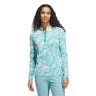 ADIDAS WOMENS ULTIMATE365 PRINTED 1/4ZIP MOCK NECK TOP
