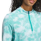 ADIDAS WOMENS ULTIMATE365 PRINTED 1/4ZIP MOCK NECK TOP
