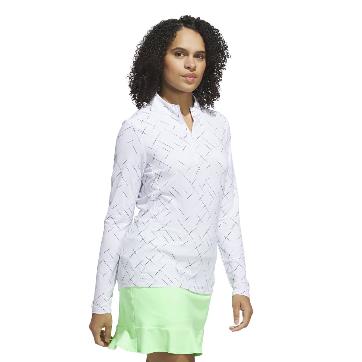 ADIDAS WOMENS ULTIMATE365 PRINTED 1/4ZIP MOCK NECK TOP