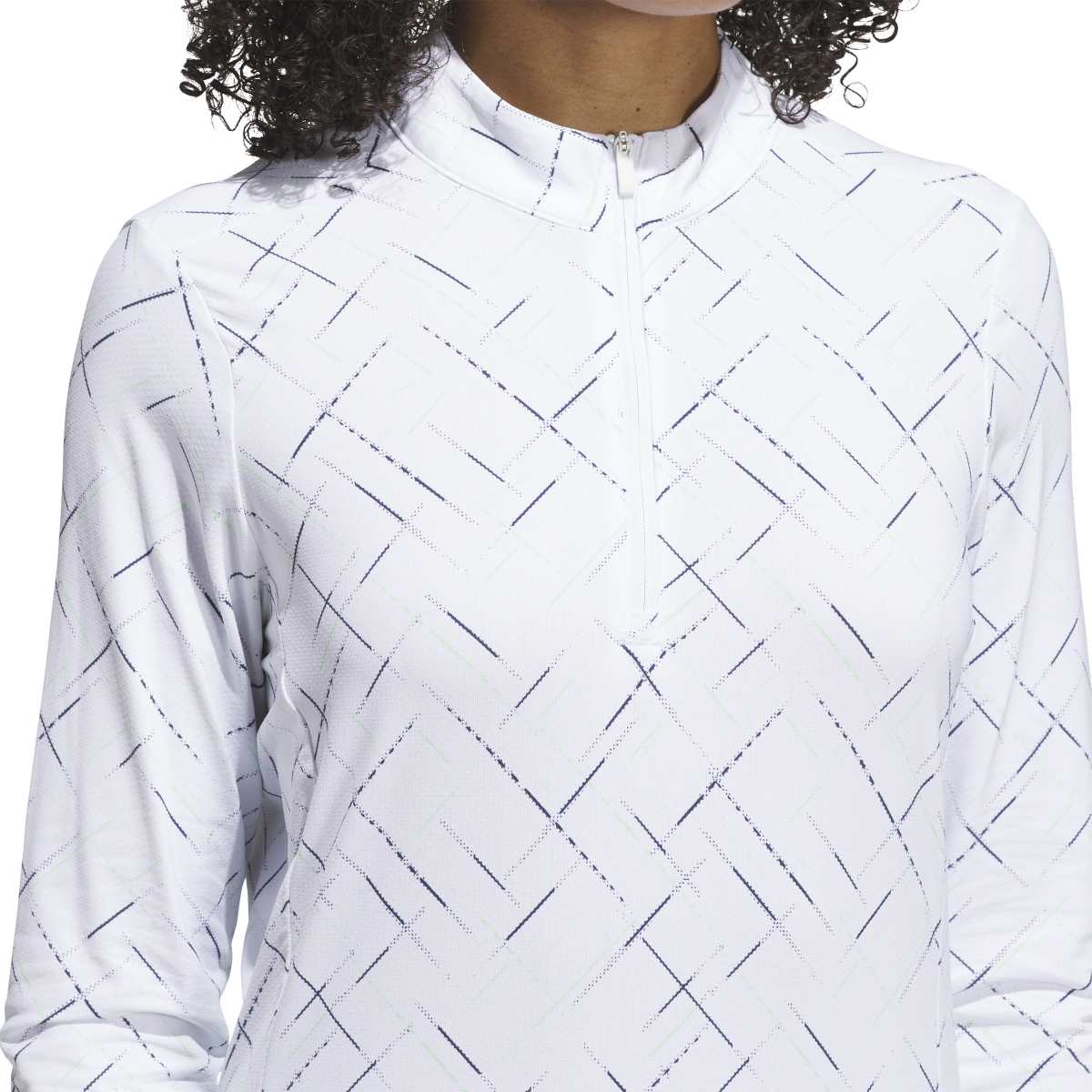 ADIDAS WOMENS ULTIMATE365 PRINTED 1/4ZIP MOCK NECK TOP