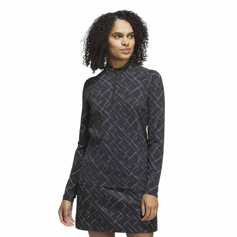 ADIDAS WOMENS ULTIMATE365 PRINTED 1/4ZIP MOCK NECK TOP