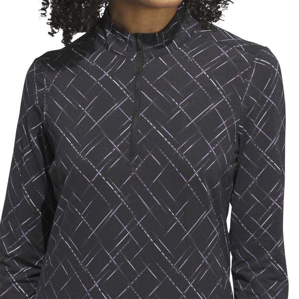 ADIDAS WOMENS ULTIMATE365 PRINTED 1/4ZIP MOCK NECK TOP