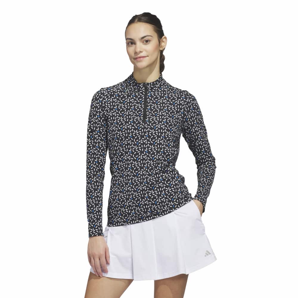 Adidas Ultimate365 Printed 1/4 Zip Long Sleeve Ladies Polo