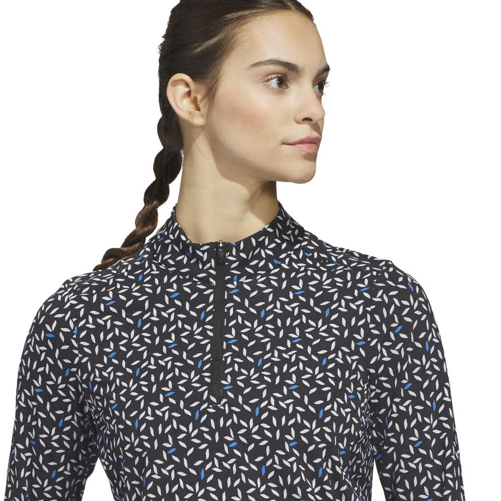 Adidas Ultimate365 Printed 1/4 Zip Long Sleeve Ladies Polo