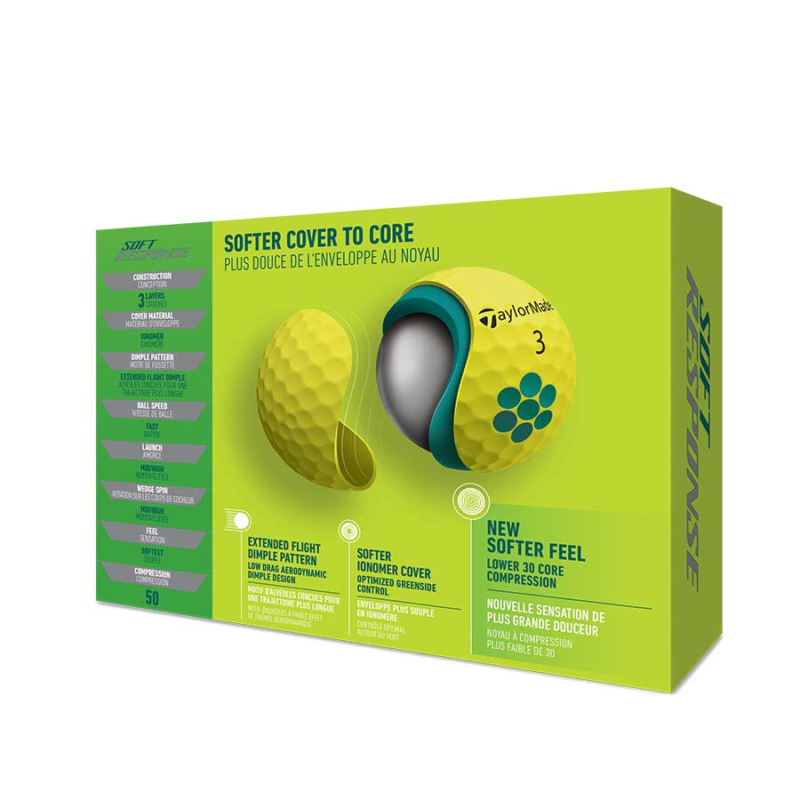TaylorMade 2022 Soft Response Golf Balls - Yellow