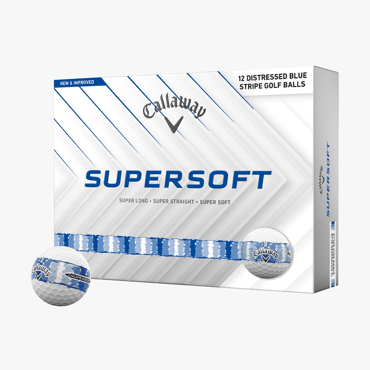 Callaway 2026 Supersoft Distressed Blue Stripe Golf Balls 12pk