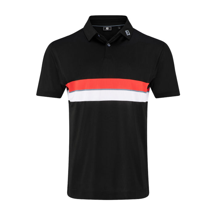 FOOTJOY MENS DOUBLE CHEST BAND STRIPE PIQUE POLO