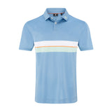 FOOTJOY MENS DOUBLE CHEST BAND STRIPE PIQUE POLO